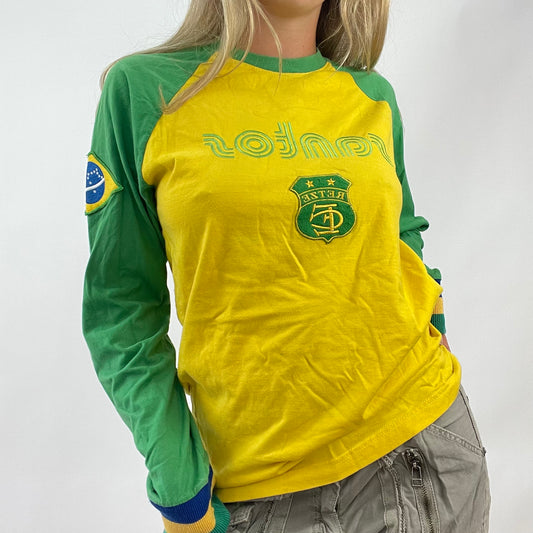 💻AMELIA GRAY DROP | medium yellow and green long sleeve brasil top