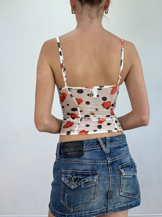 vintage edit twenty | small intimissimi white floral and polka dot top