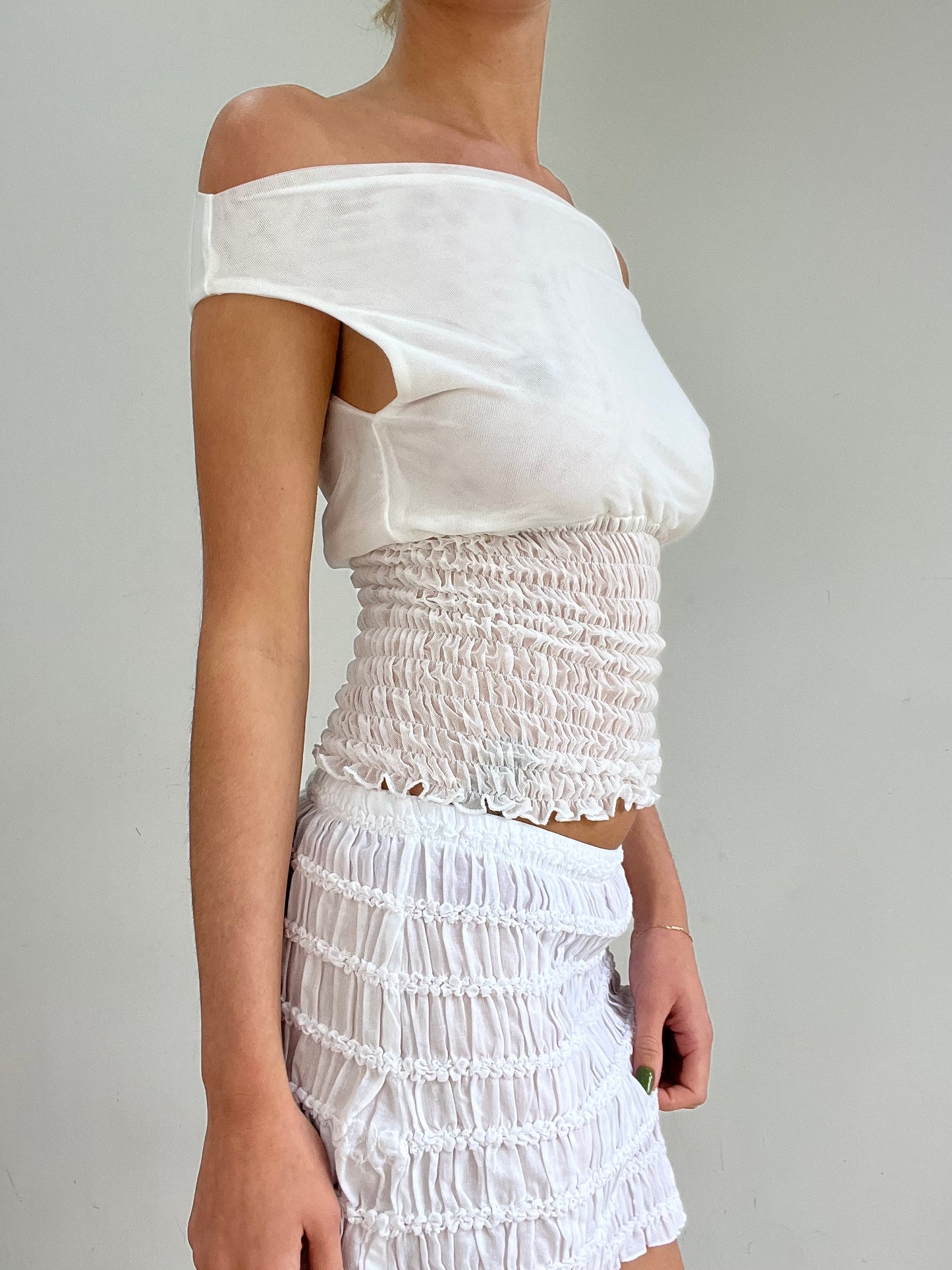 #370 SAMPLE SALE | xs white poppy top