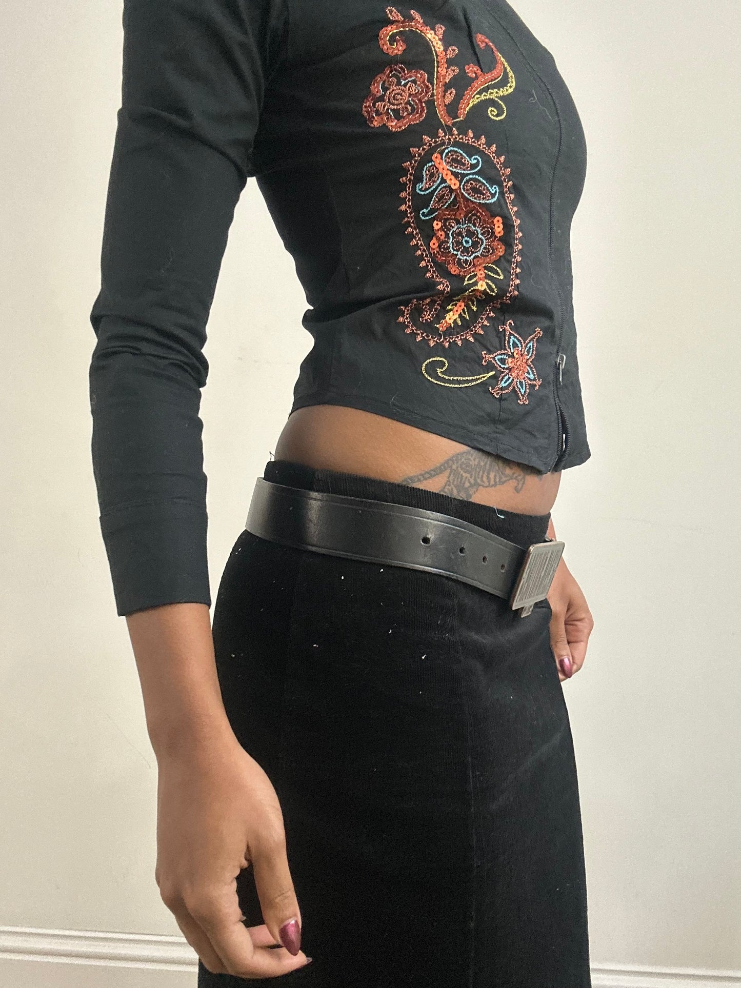 winter edit | black gaultier jeans leather belt with logo buckle