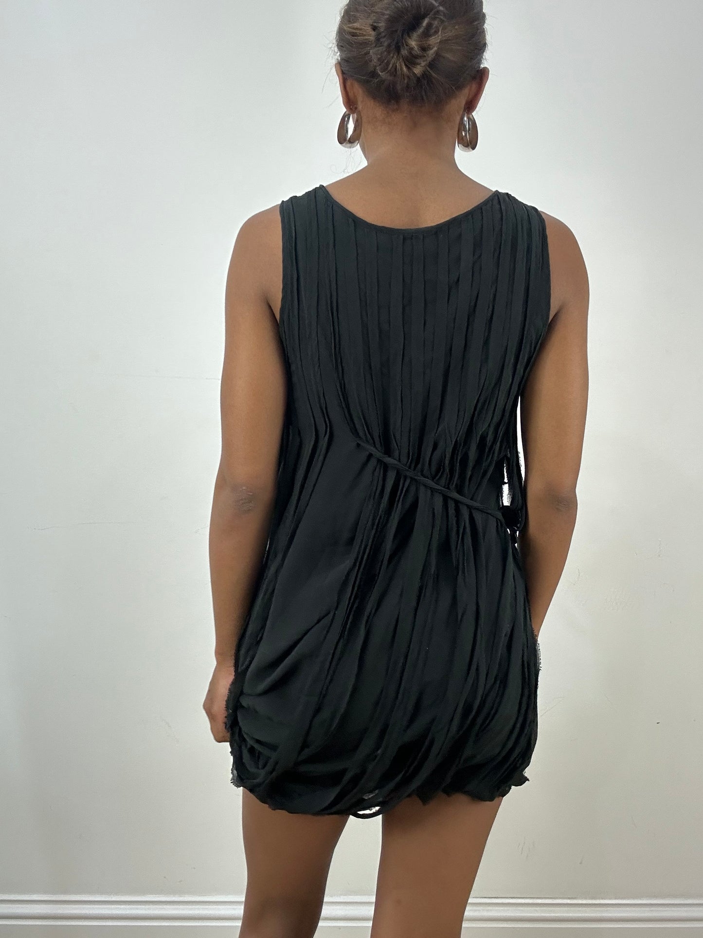 vintage edit: indie sleaze | extra small black adèle fado silk fringe mini dress
