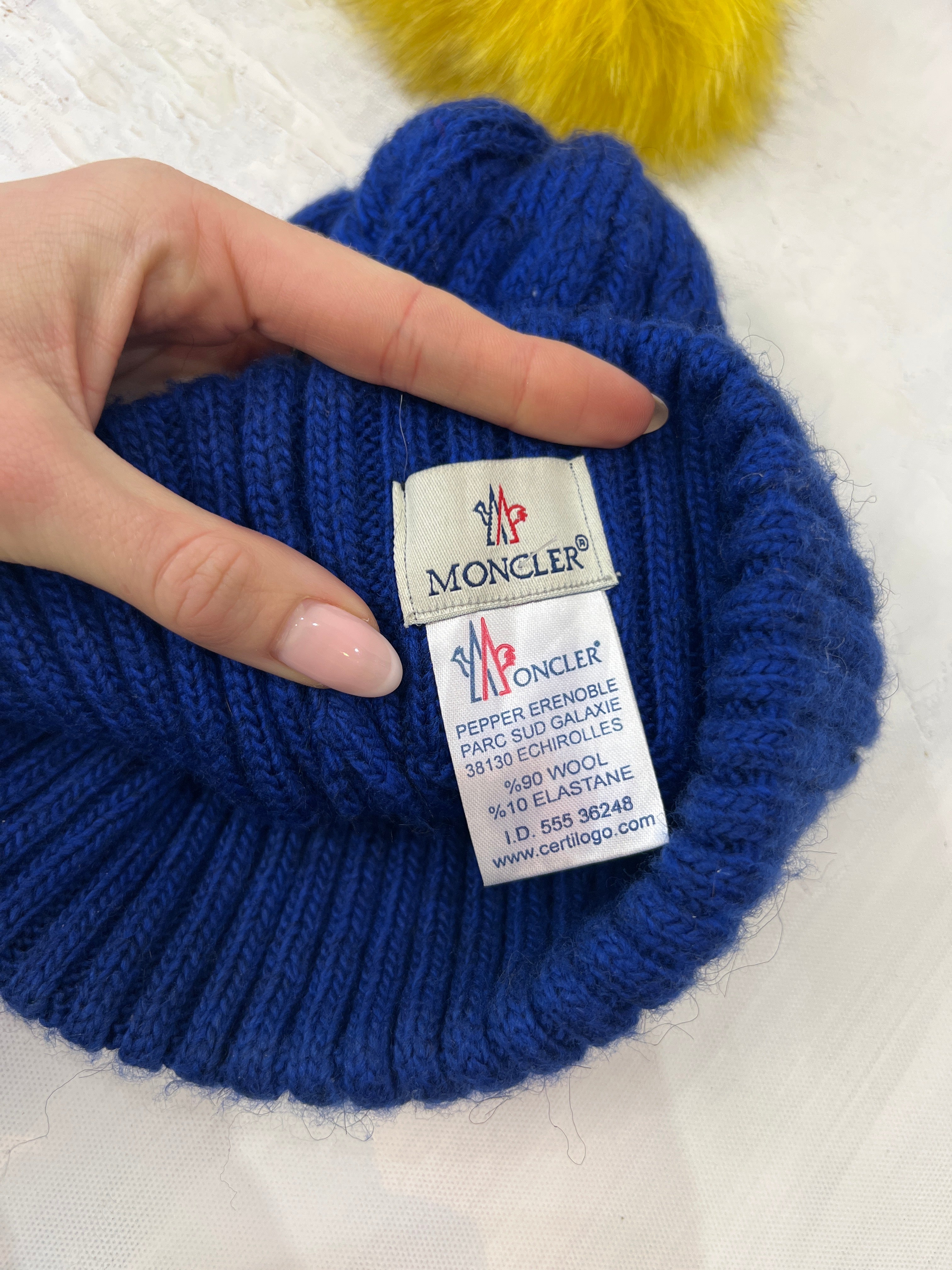モンクレール ネイビー ケーブル編み ビーニー vintage edit seven | blue cable knit moncler beanie – remass