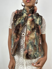 vintage edit: indie sleaze | small brown faux fur dual zip gilet
