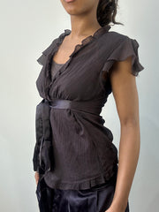 romantic grunge edit | small brown layered mesh top and cami
