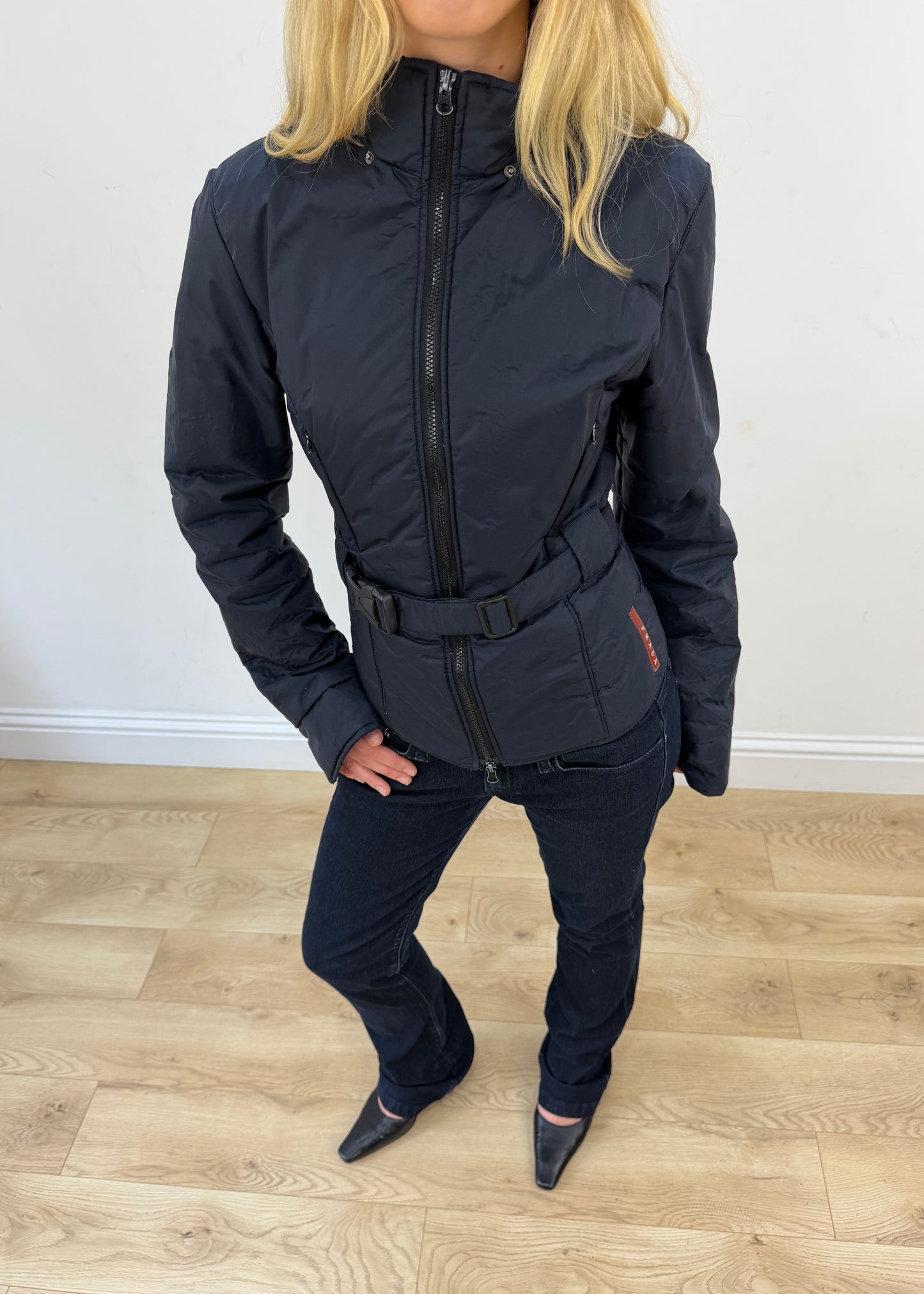 large navy prada jacket