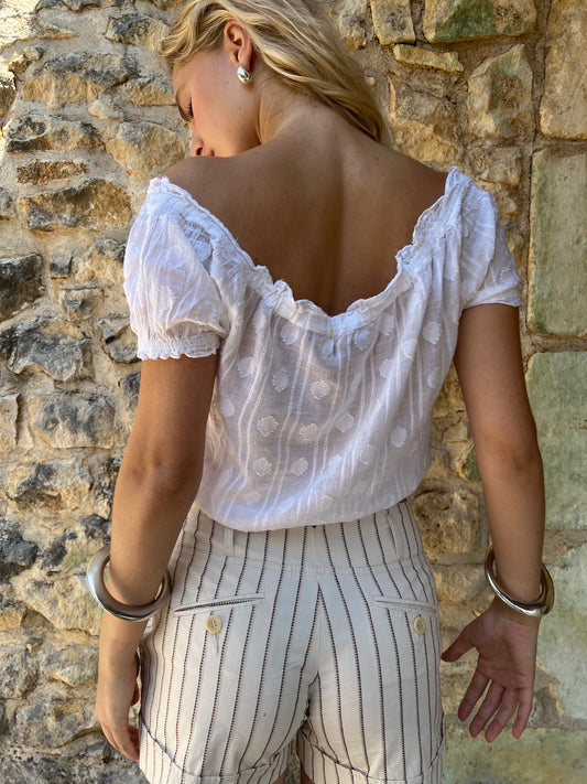 french summer drop | S/M码 白色 透视 off the shoulder 上衣