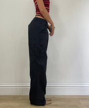 selección vintage | Pantalón de carga de cintura baja media negra