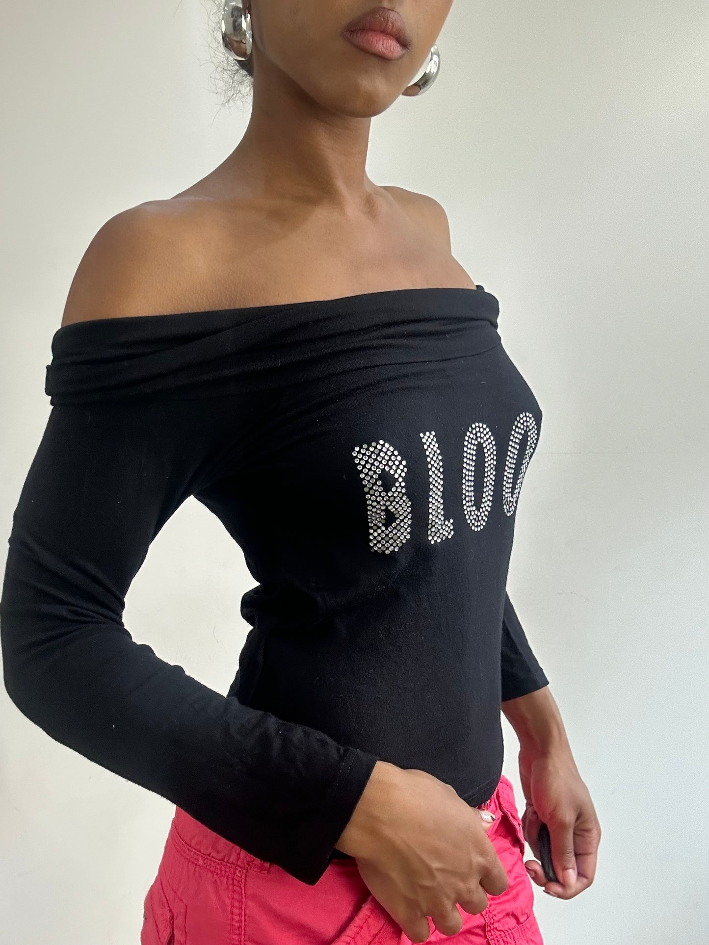 vintage edit thirty-one | small black off the shoulder long sleeve top