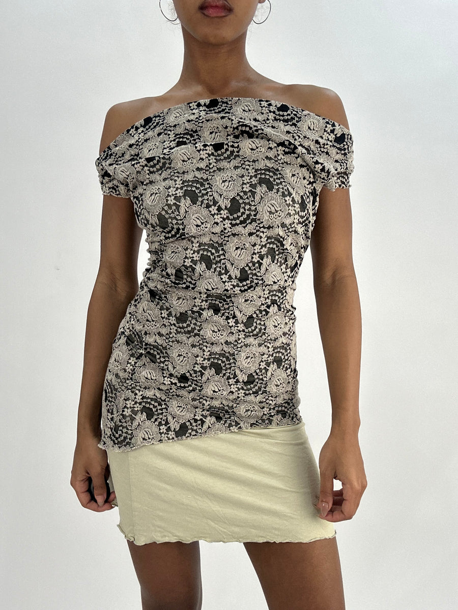 BEST PICKS | small grey and beige lace midi dress