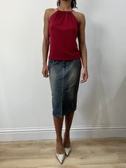 romantic grunge edit | small/medium red halterneck top