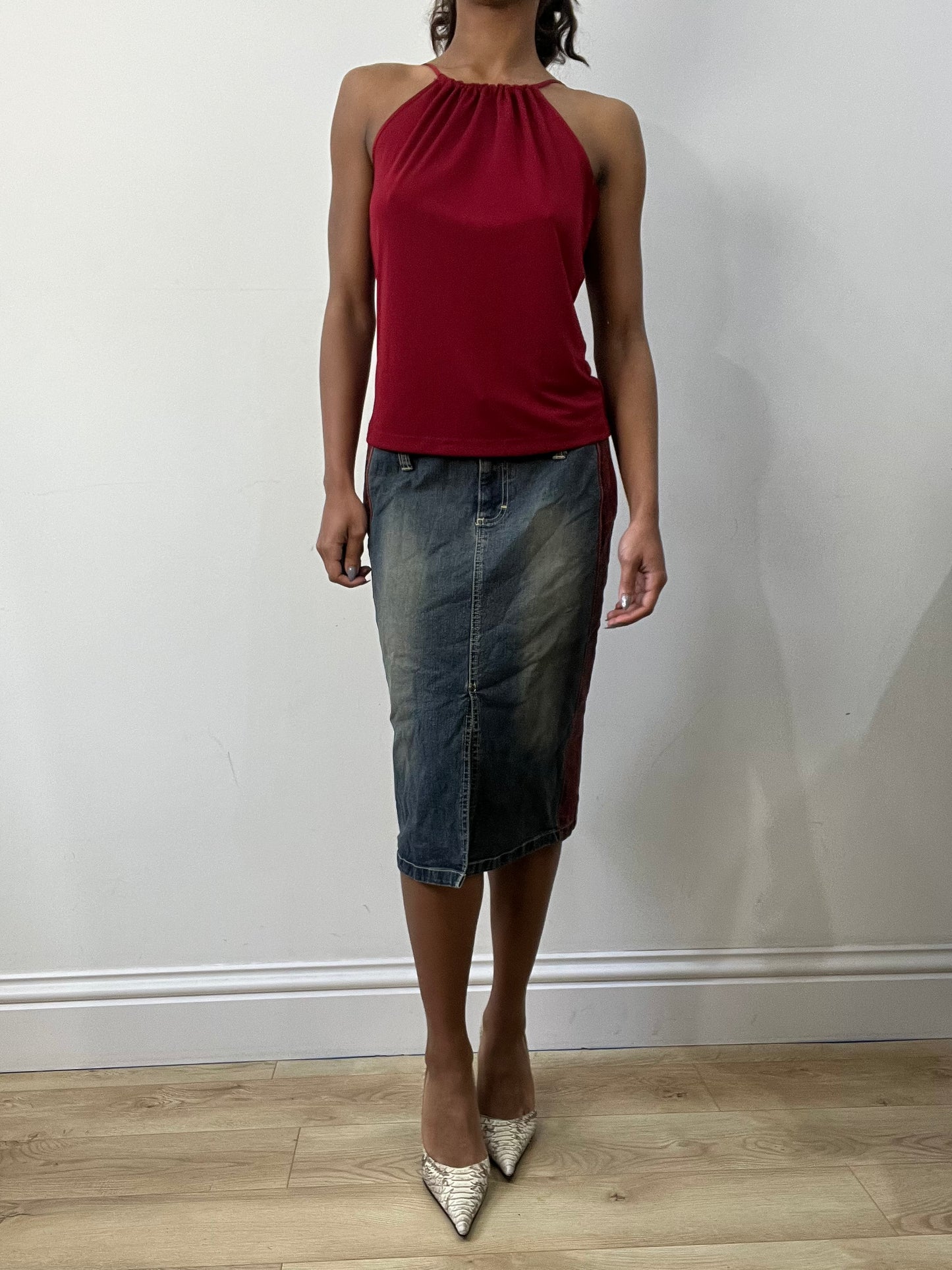 romantic grunge edit | small/medium red halterneck top