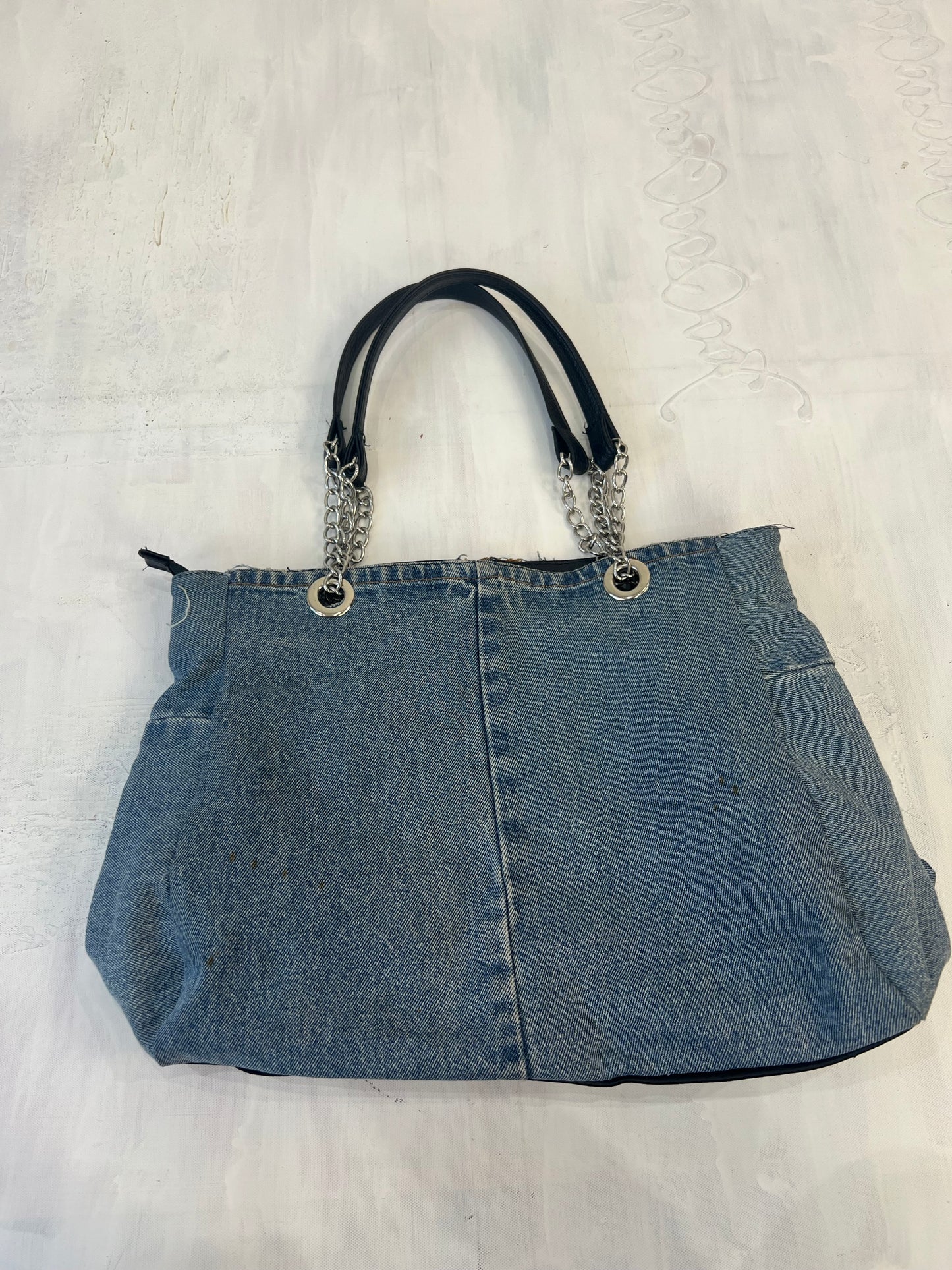 vintage edit sixteen | blue denim and silver handbag