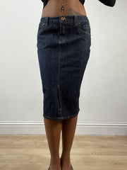 BEST PICKS | small blue dark denim midi skirt