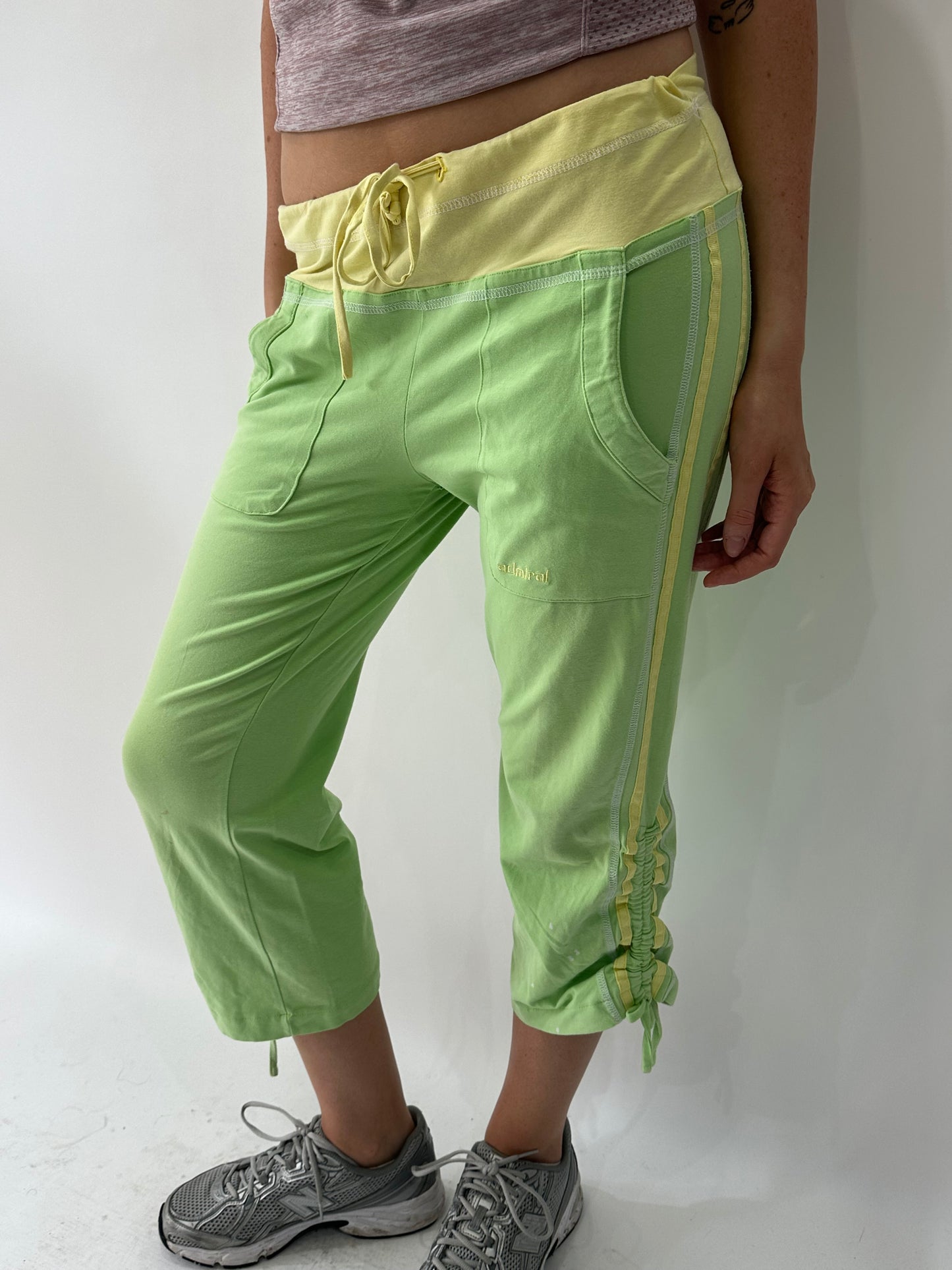 athleisure edit | small green and yellow cropped joggers