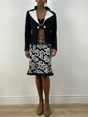 💻💚 MOB WIFE DROP | small black silky blazer with white collar detail