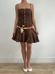 💻💚vintage edit twenty-two | small brown linen button dress