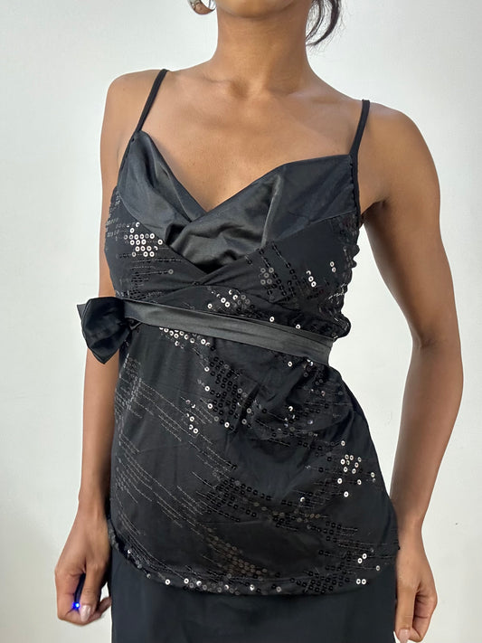 vintage edit: halloween | small black cami top with sequin details