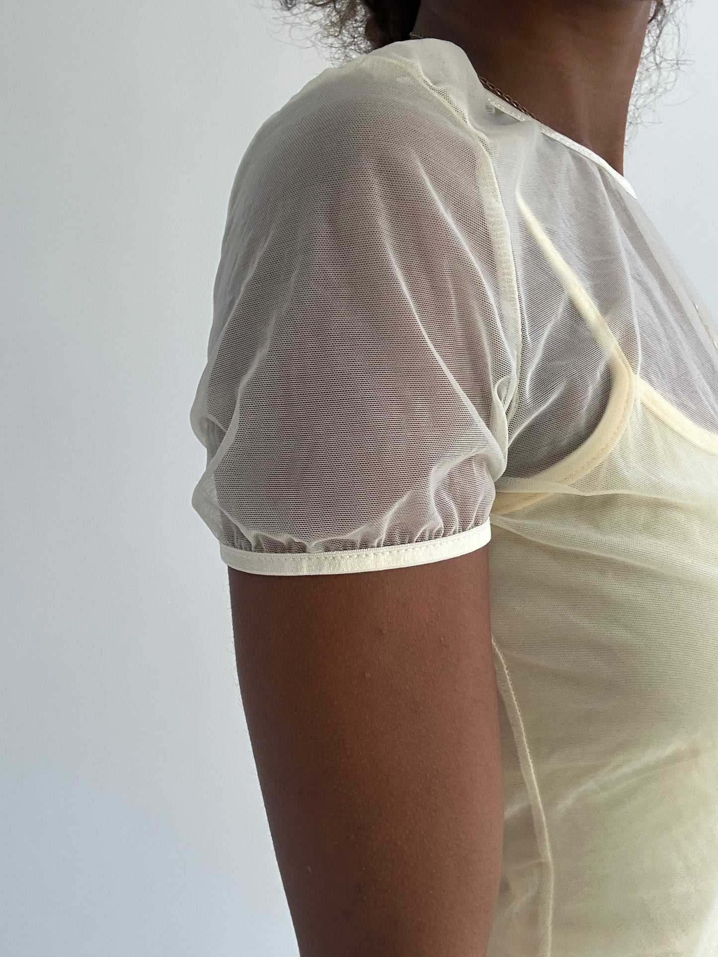 ‼️ | cream mesh layered top