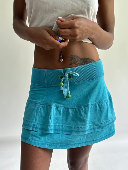 sailor drop | small blue jersey drawstring mini skirt