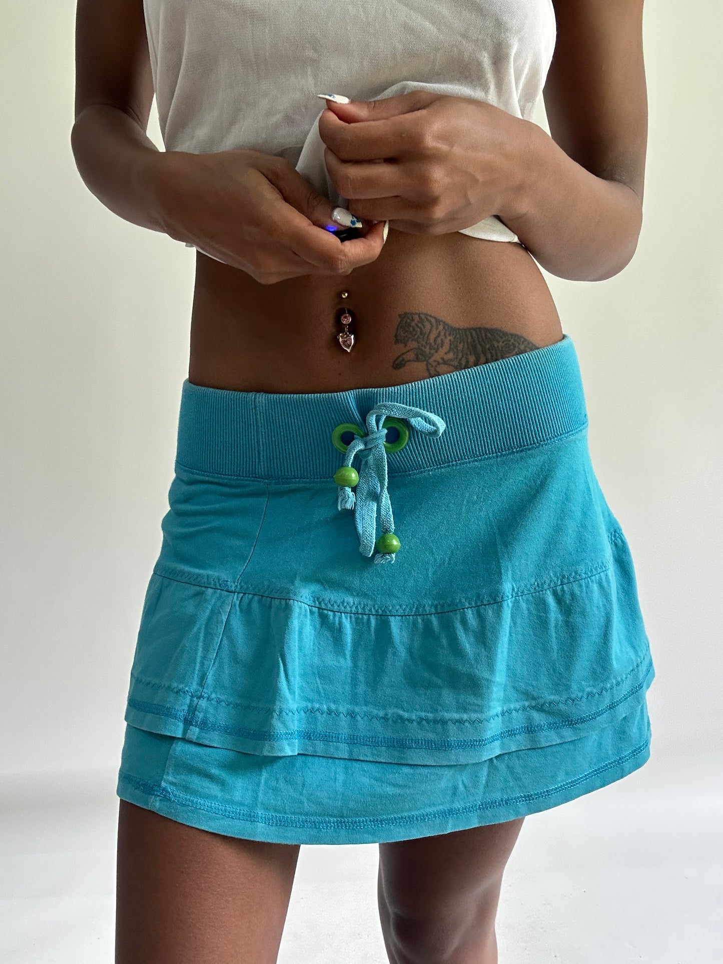 sailor drop | small blue jersey drawstring mini skirt