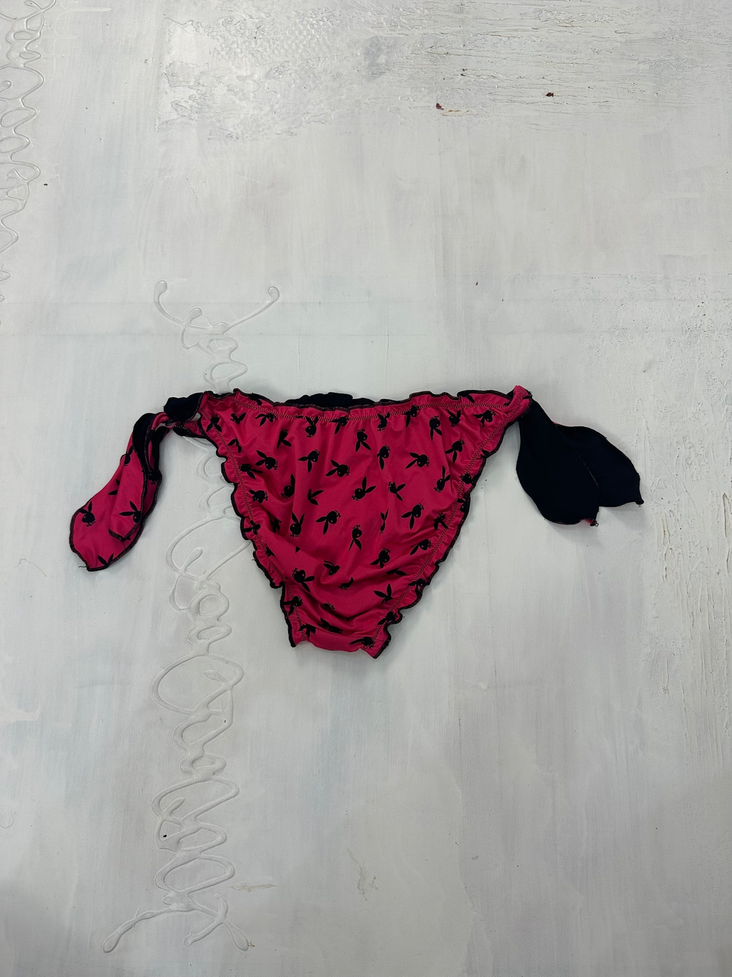 BEST PICKS | small pink and black playboy ruffle bikini bottoms