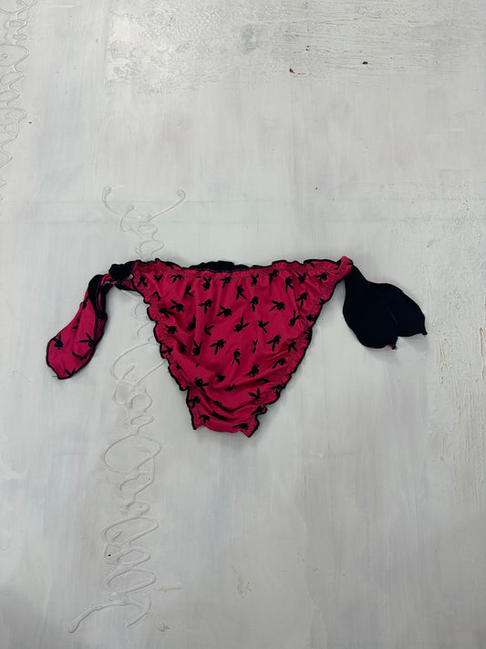 BEST PICKS | small pink and black playboy ruffle bikini bottoms