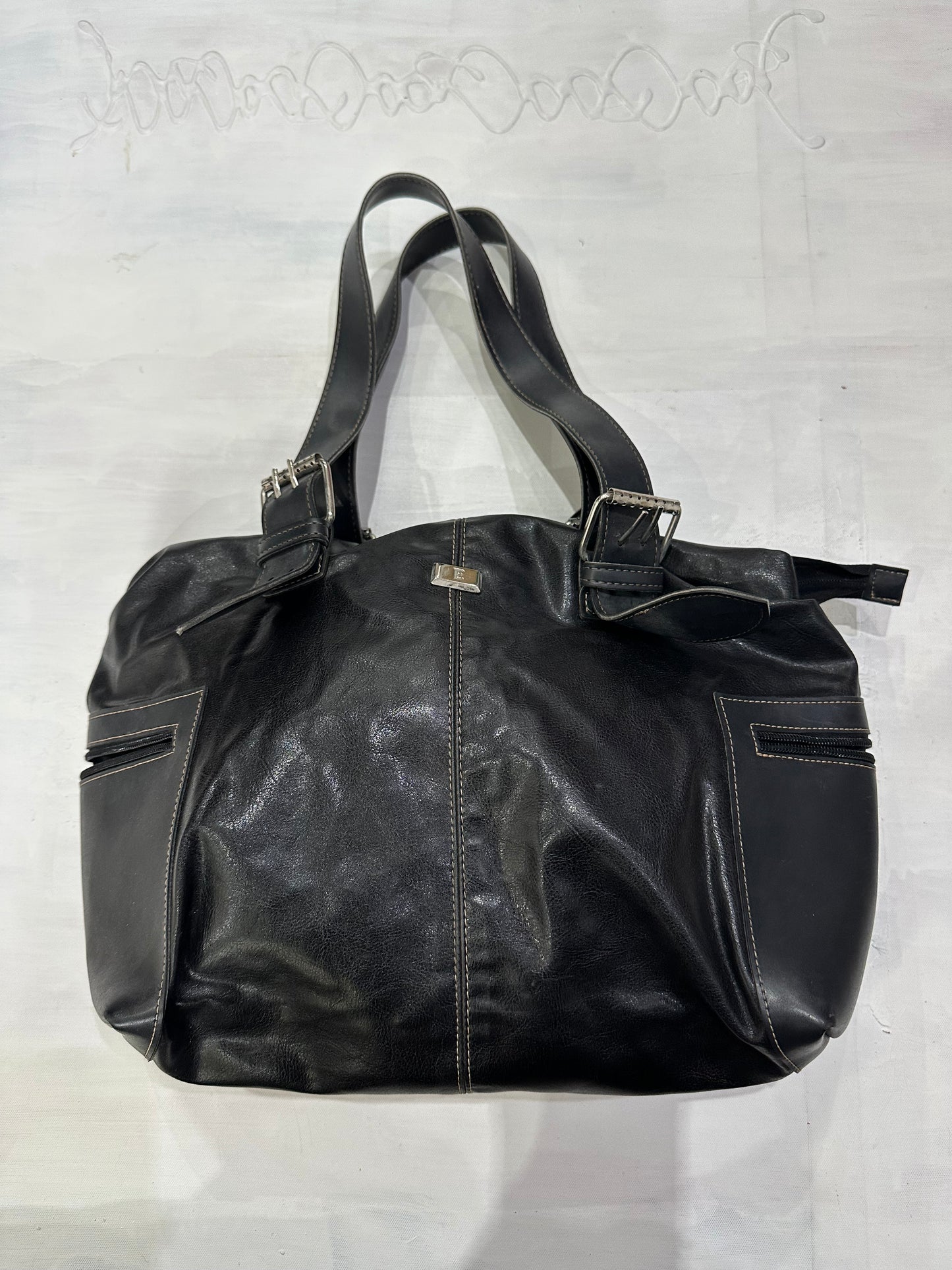 vintage edit thirty-five | black faux leather shoulder bag