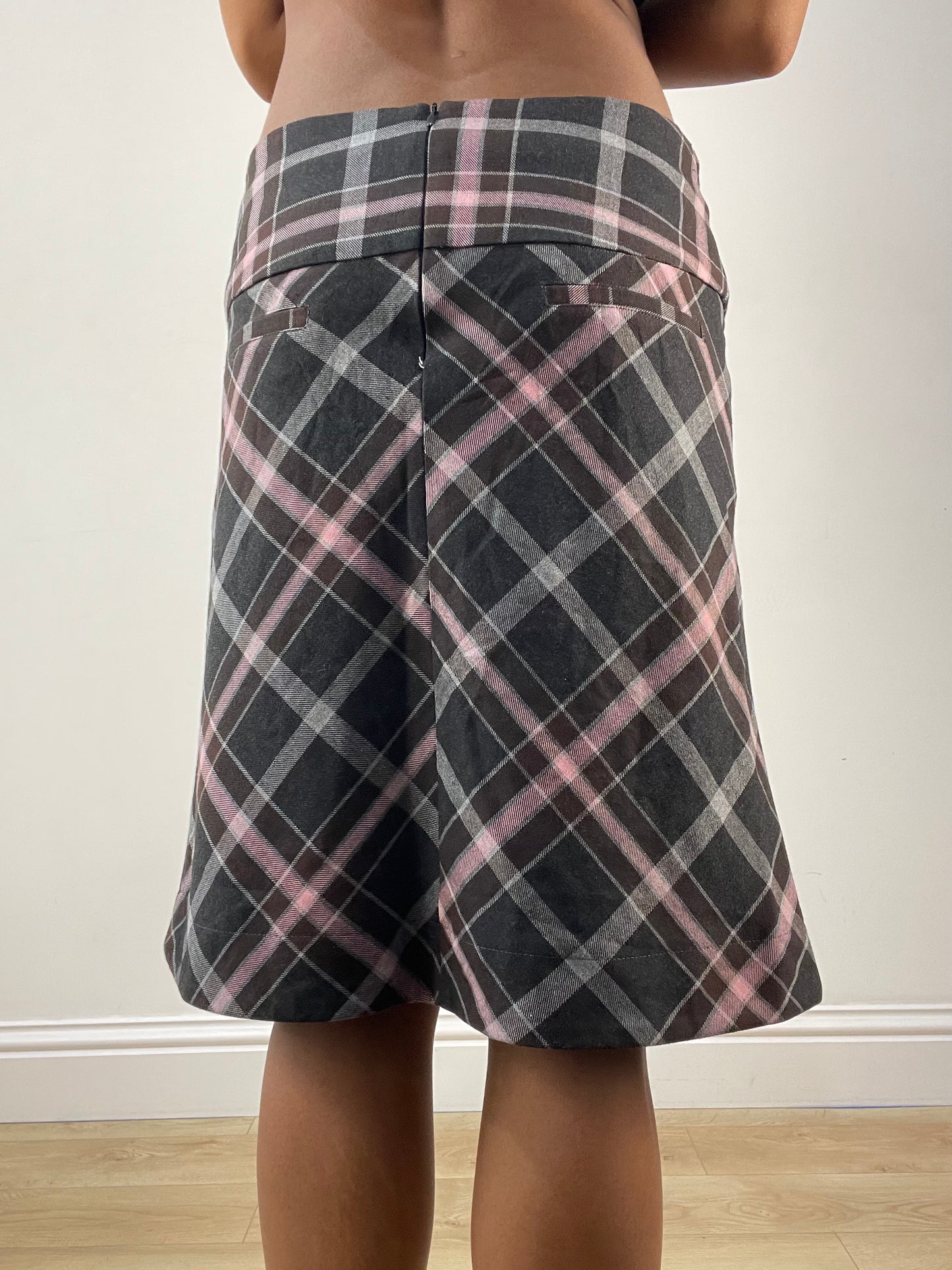vintage edit thirty-six | small brown and pink orsay midi skirt