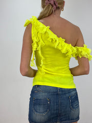 vintage edit eight | small yellow ruffle versace top