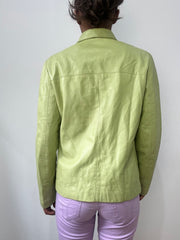 spring edit | small green leather collared zip up jacket