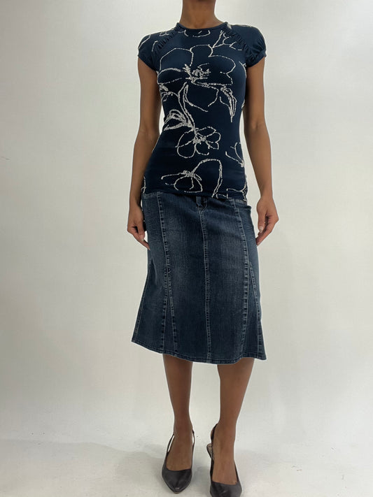 vintage edit thirty-five | extra small blue floral short sleeve top