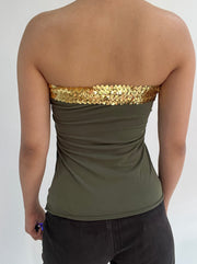 ‼️ | small green sequin embroidery bandeau top
