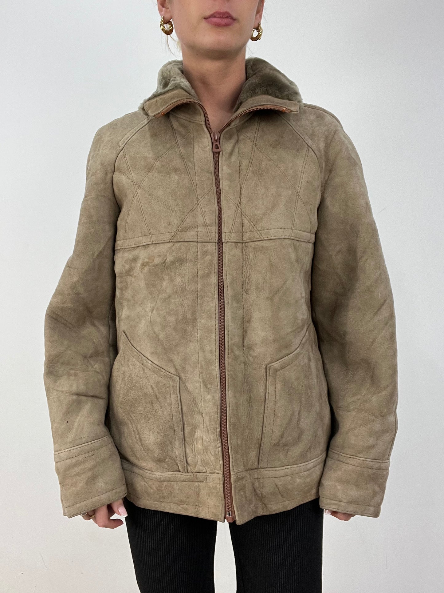 vintage edit: seasonal faves | large beige faux suede jacket