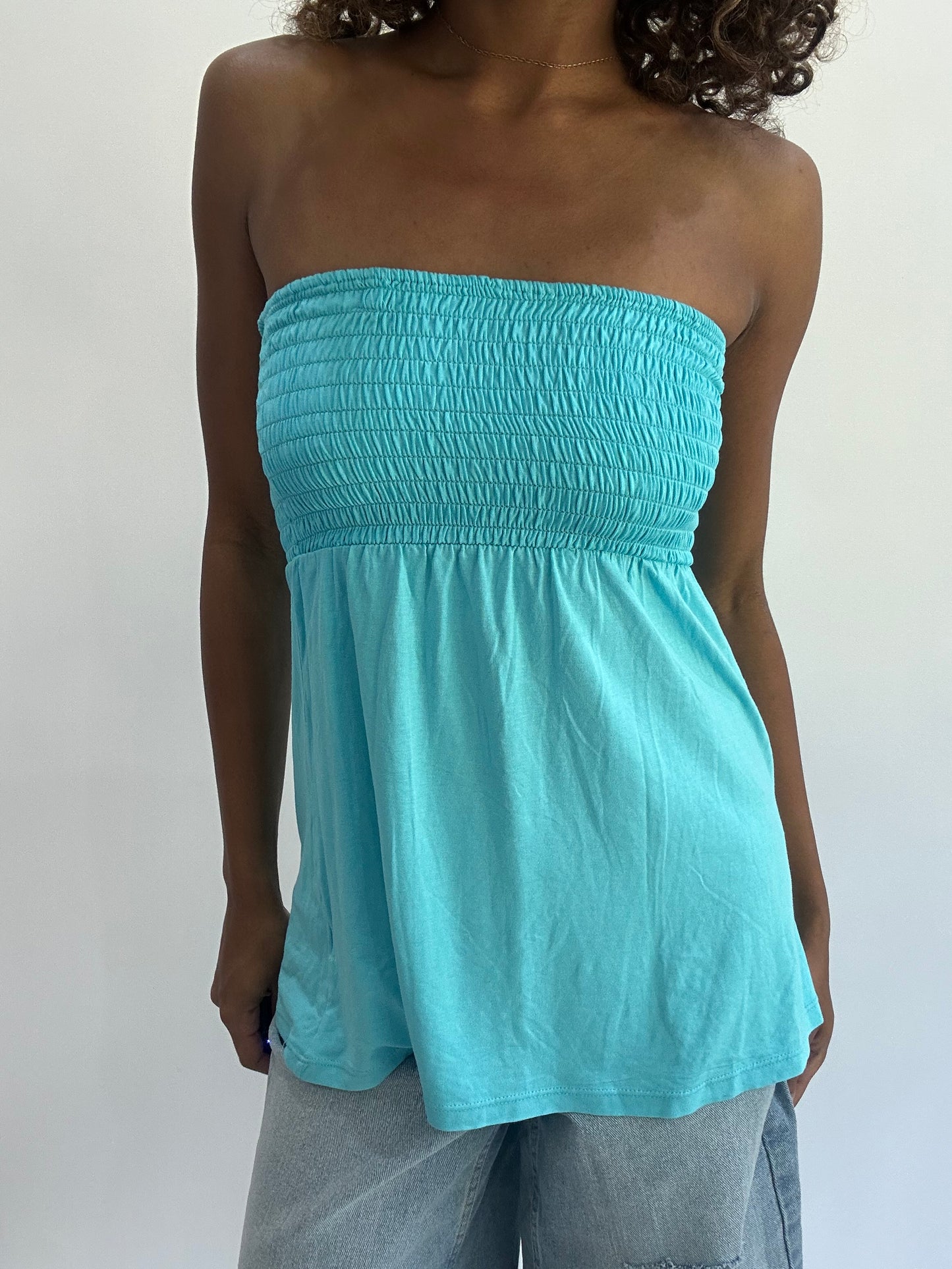 beach drop | small/medium blue ruched bandeau style top
