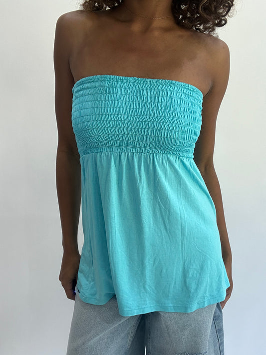 beach drop | small/medium blue ruched bandeau style top