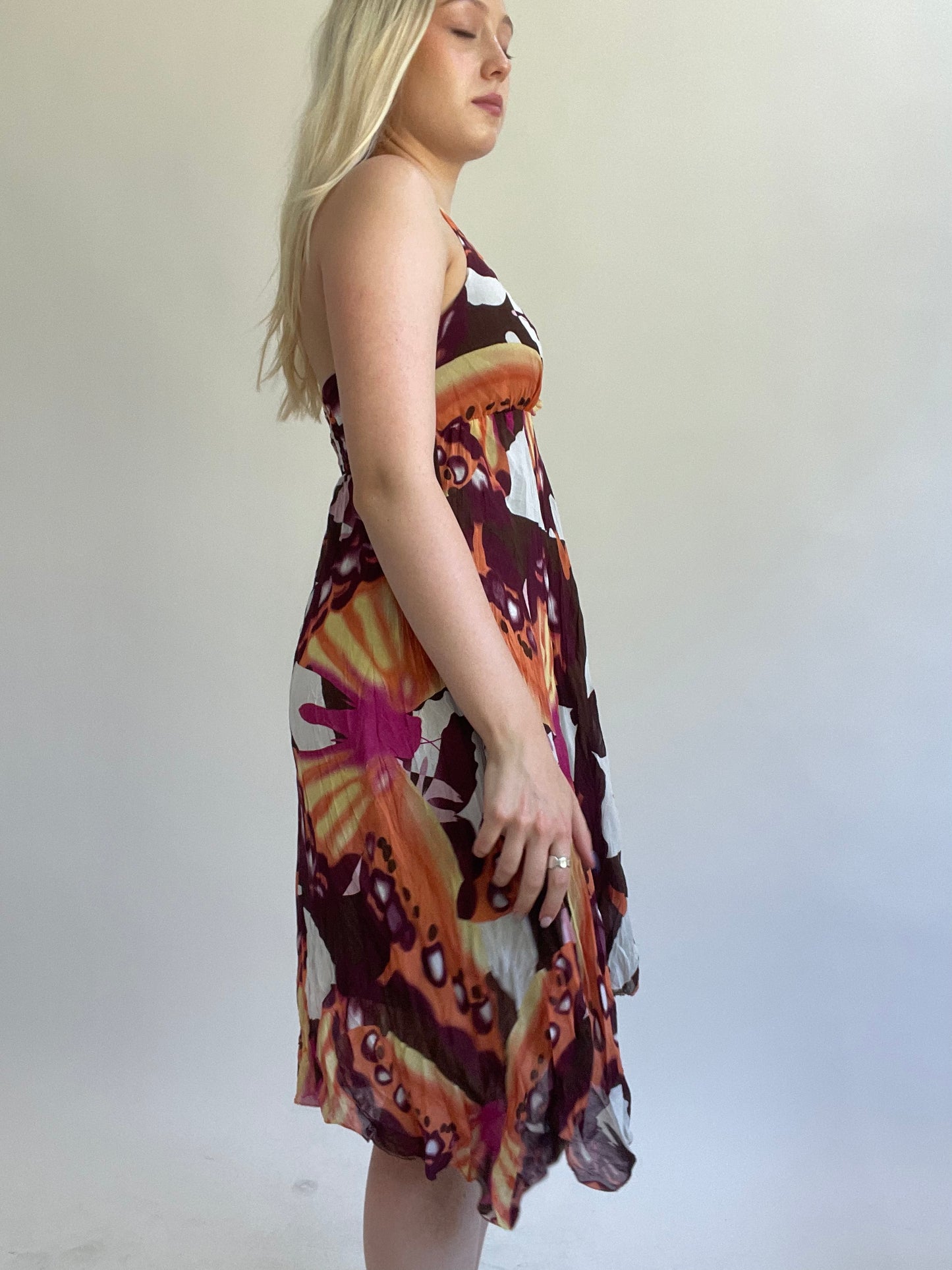 Y2K| small/medium burgundy patterned midi dress