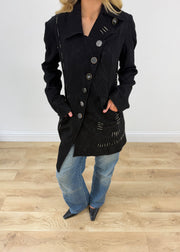 medium black save the queen jacket