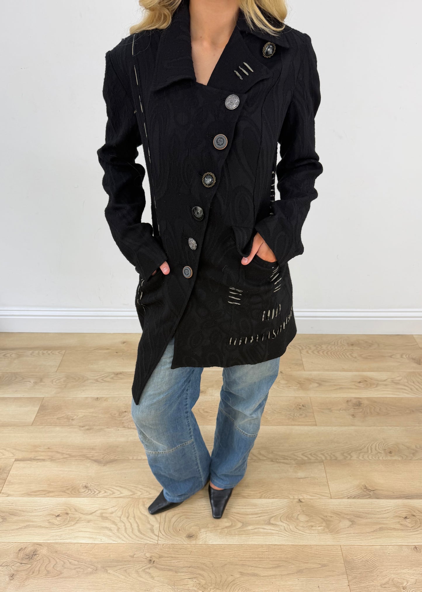 medium black save the queen jacket