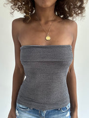 euro trash | small grey sparkle strapless top
