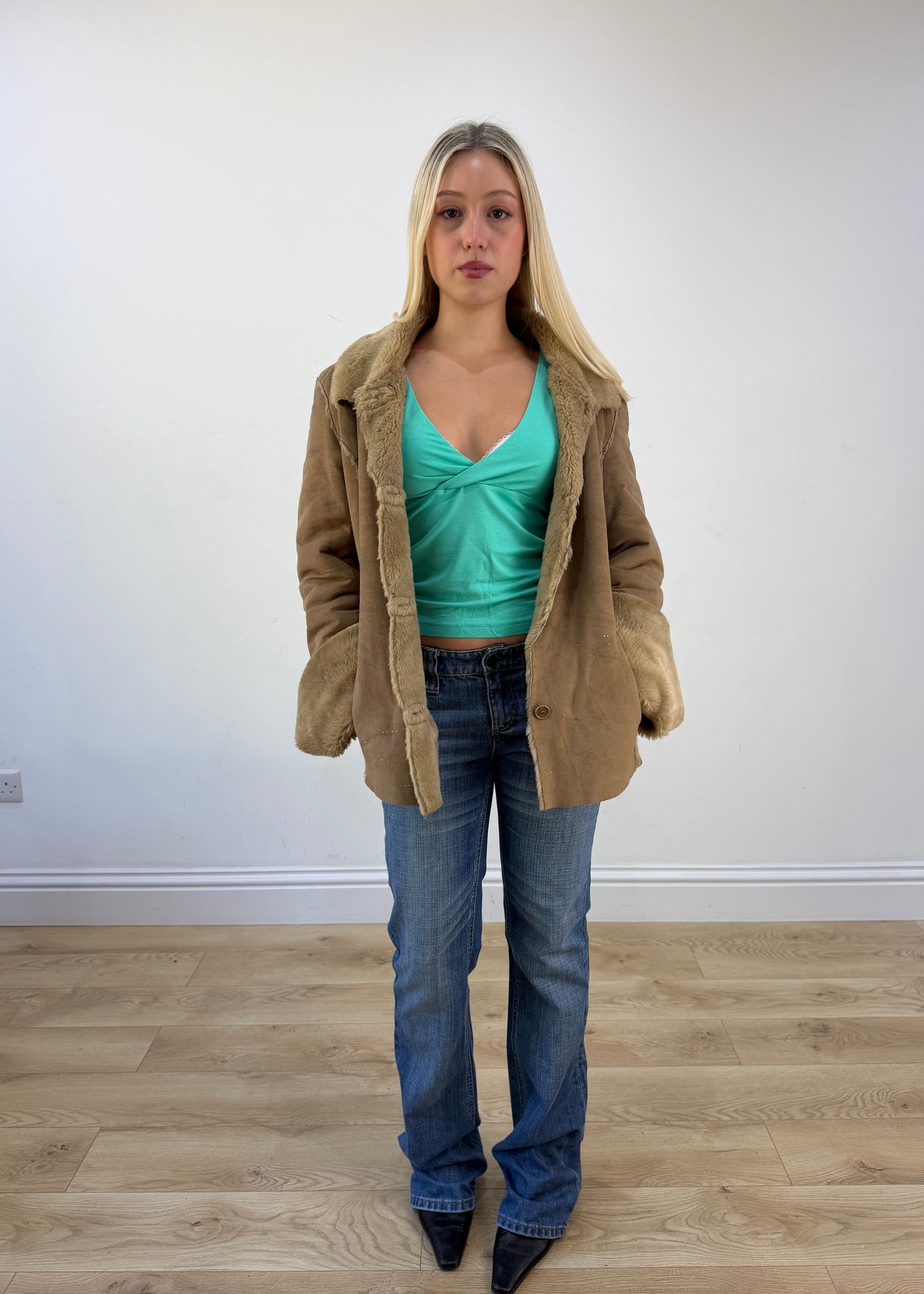 medium beige liu jo shearling coat