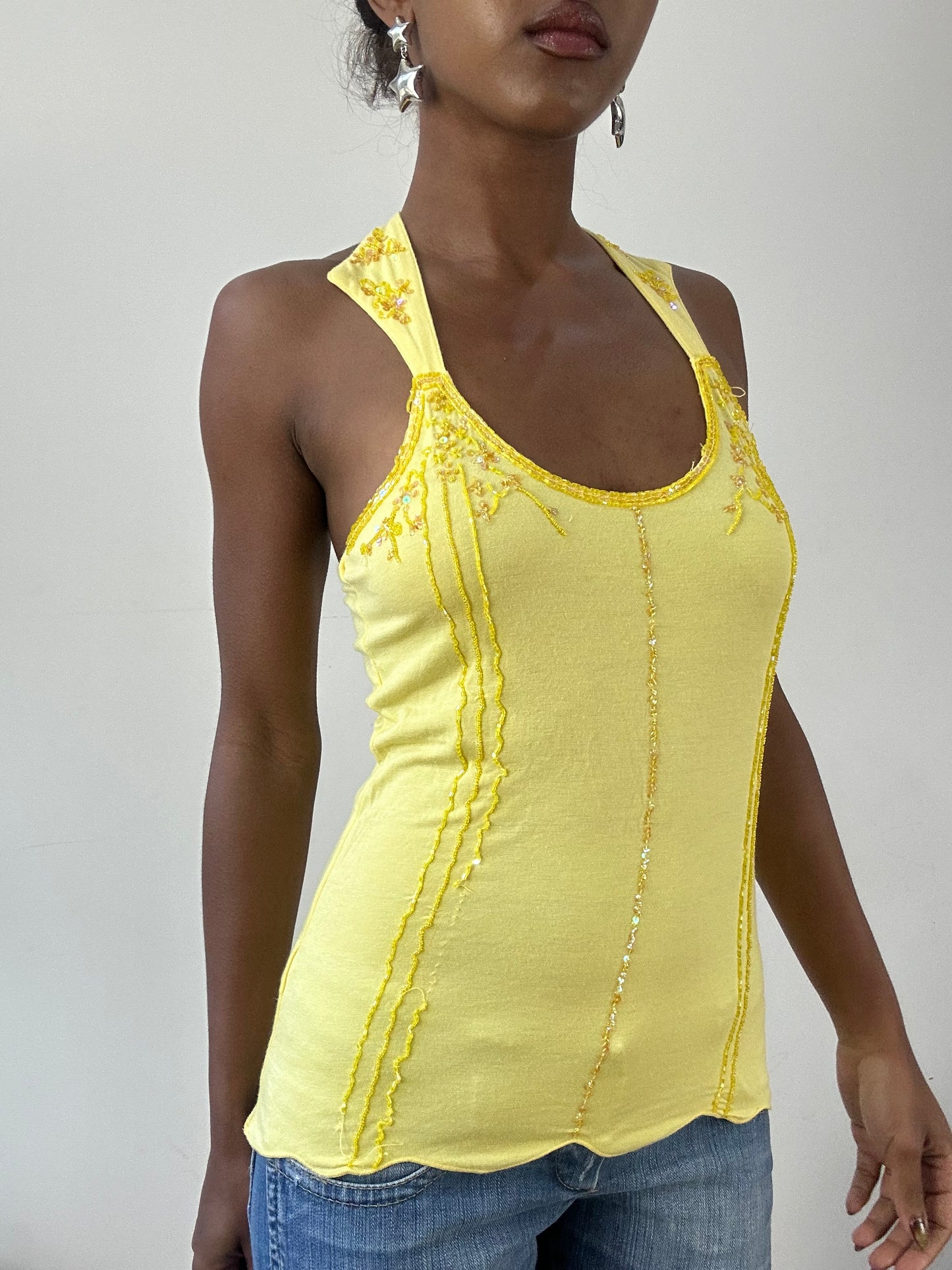 BEST PICKS | small yellow beaded tank top