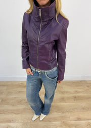 small purple faux leather jacket