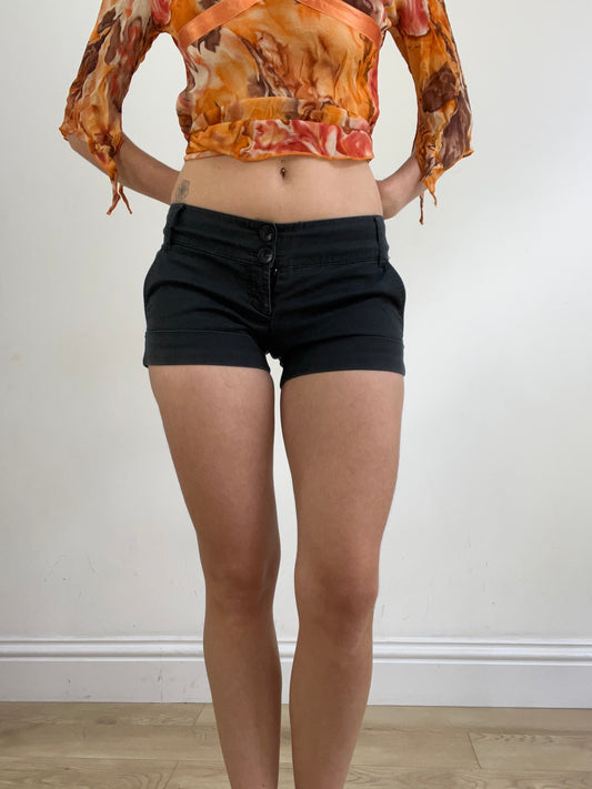 summer edit | extra small black old label bershka shorts