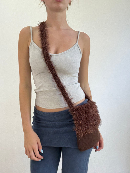‼️💻 | brown faux fur crossbody bag