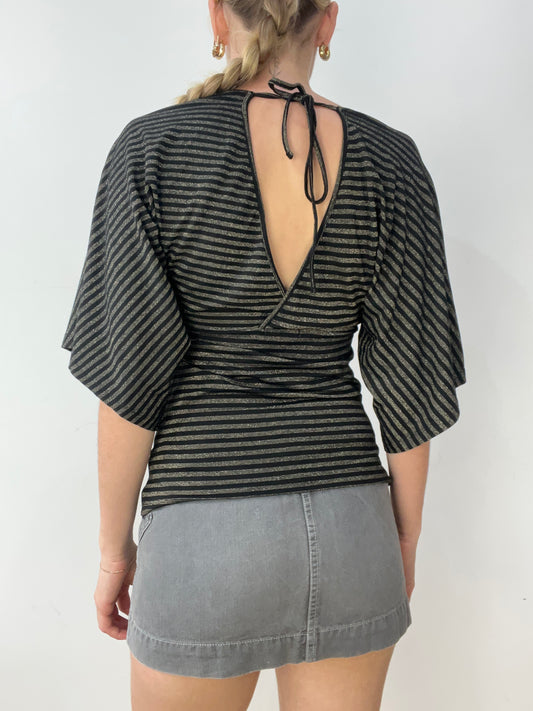 vintage edit thirty | small black and gold bat wing top