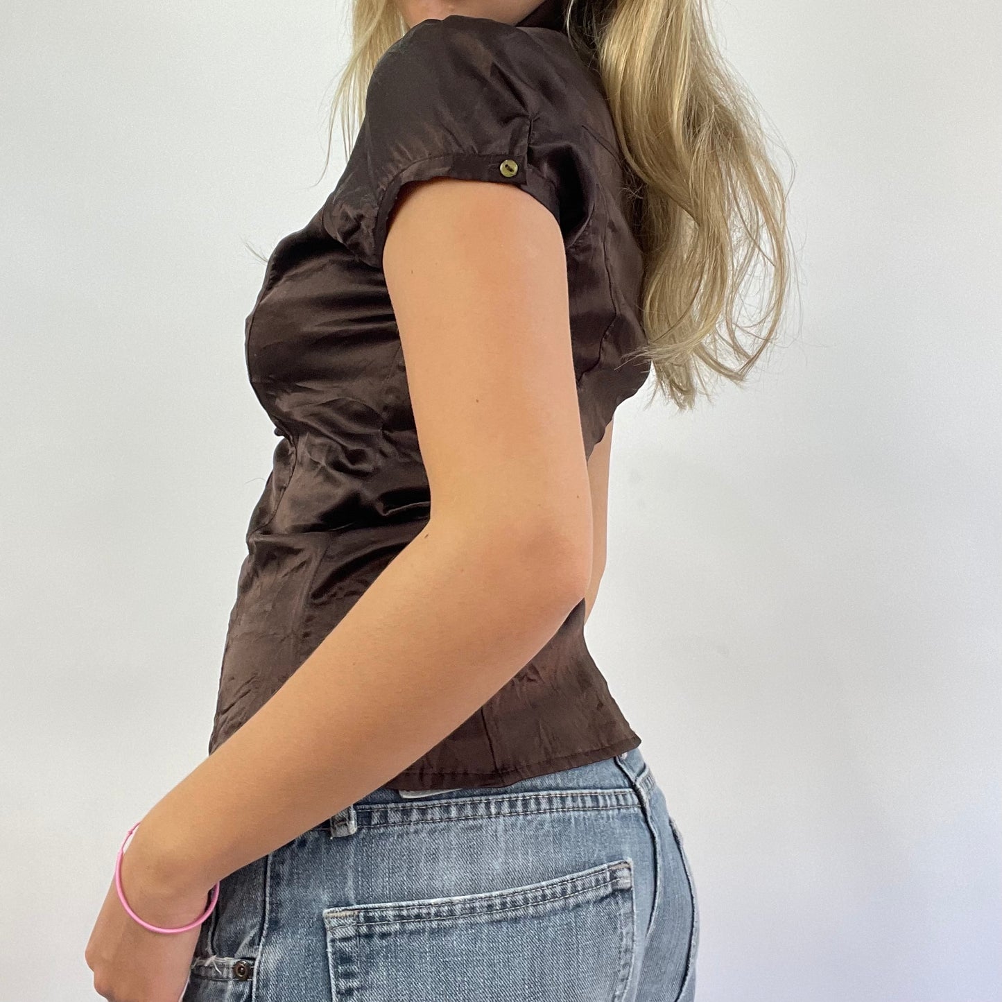GRUNGE COQUETTE DROP | small brown silky shirt