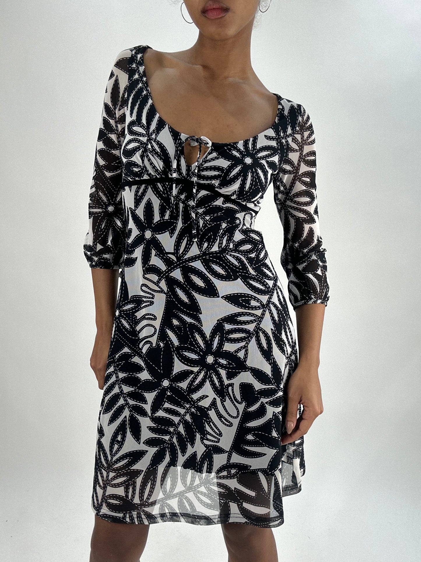 vintage edit thirty-five | small black and white jane norman midi dress