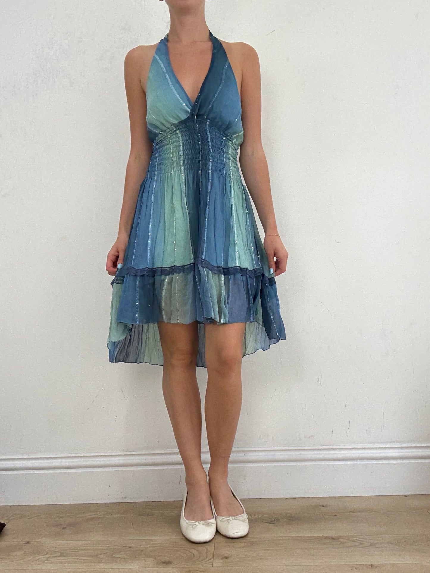 vintage edit twenty eight | small blue two tone halterneck dress