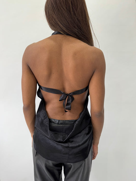western edit | small/medium black calvin klein halterneck top