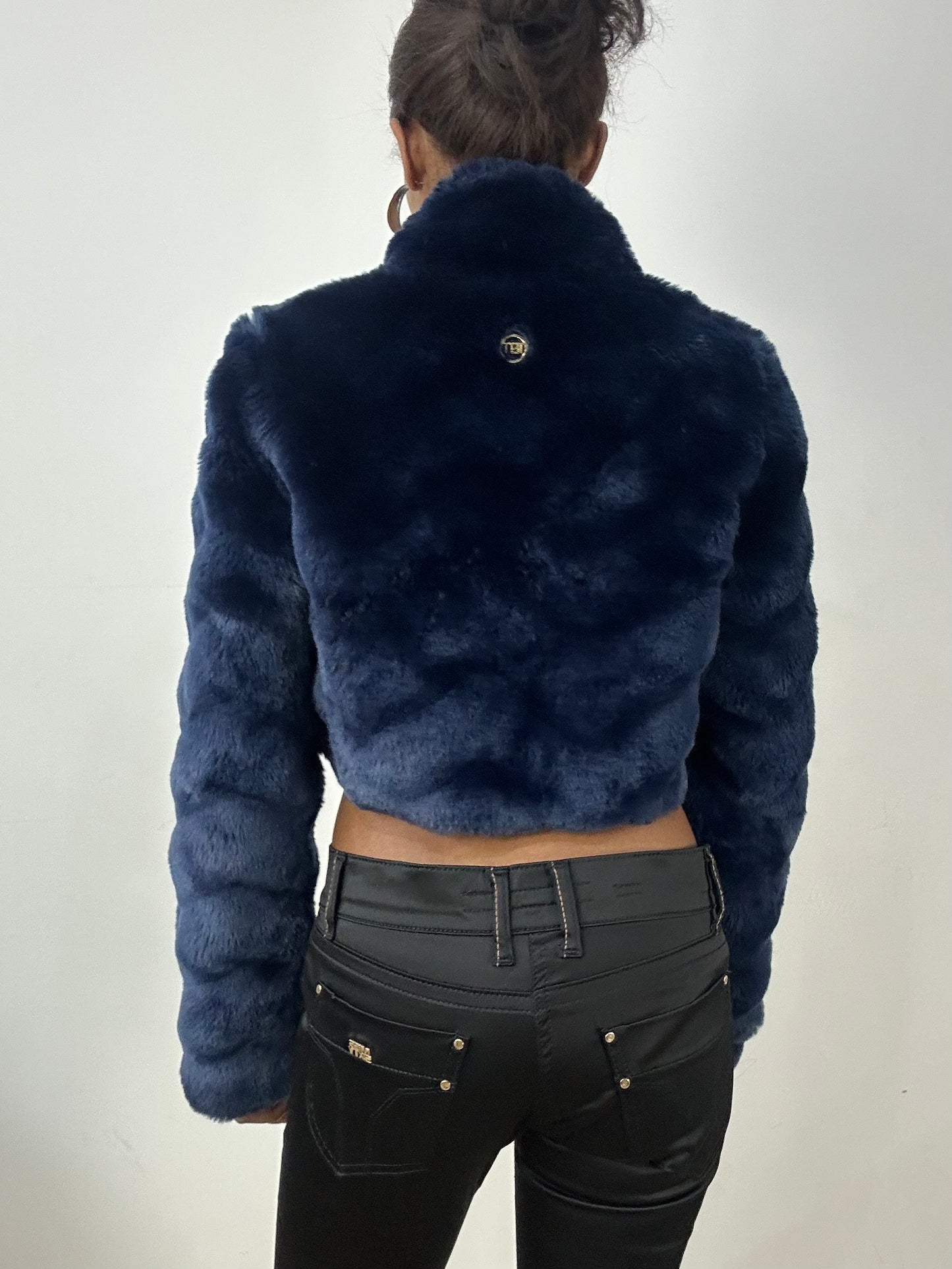vintage edit: halloween | small blue faux fur cropped jacket